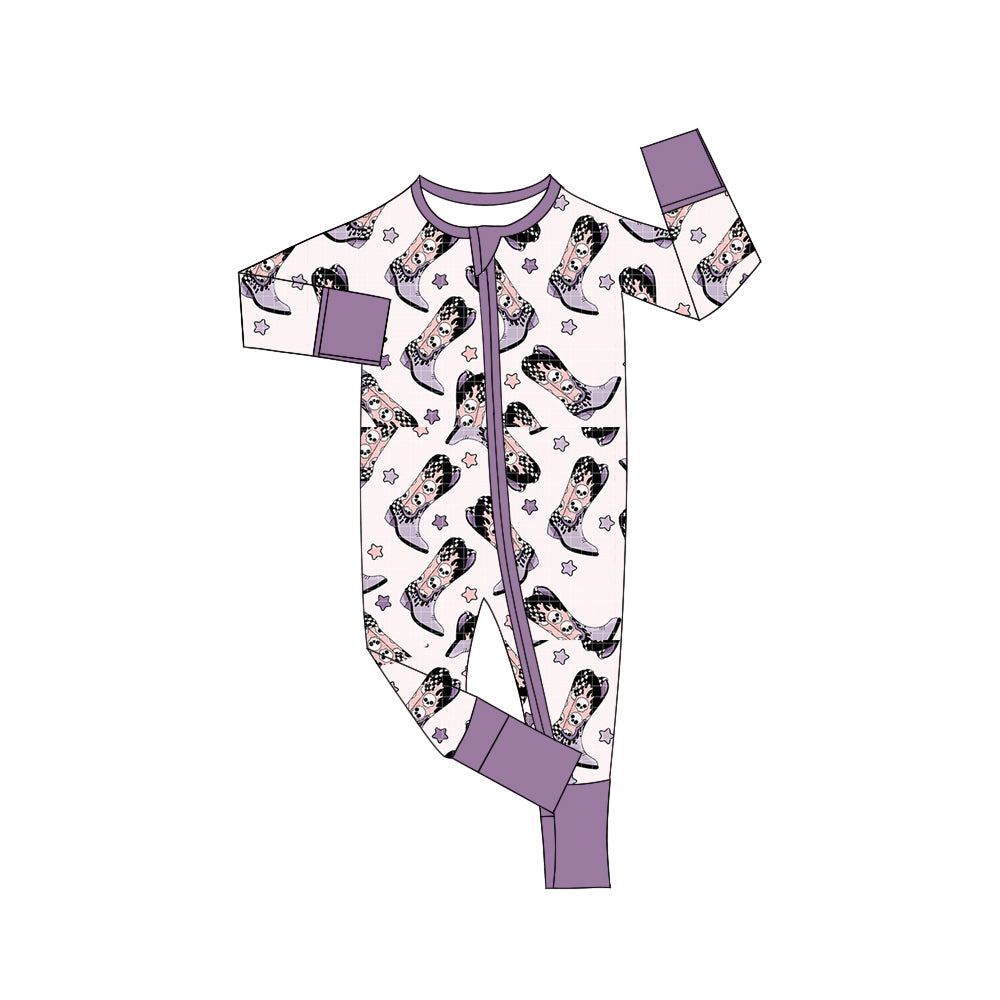 6.23 custom each style moq 5eta 4-6week Sibling Sister cowgirl purple baby boys sets and dress and rompers match family design