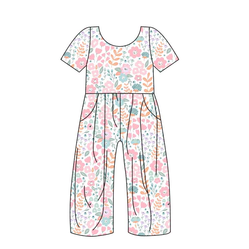 10.21 custom each style moq 5eta 4-6week baby girls clothes floral short sleeve baby girls jumpsuit