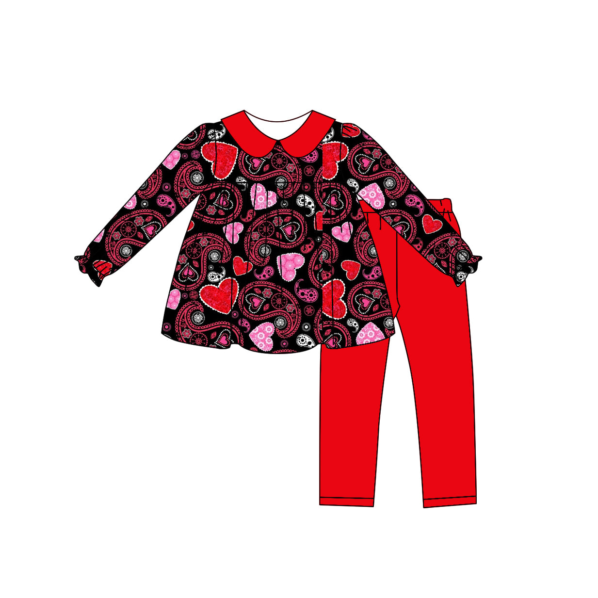 9.7 custom each style moq 5eta 4-6week baby girls clothes red long sleeve pants sets