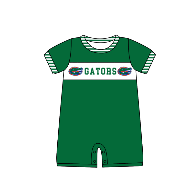 Custom moq 5 mix size milk silk summer teams baby girl boys clothes green short sleeve shorts sets 2 and dress and rompers 2 series