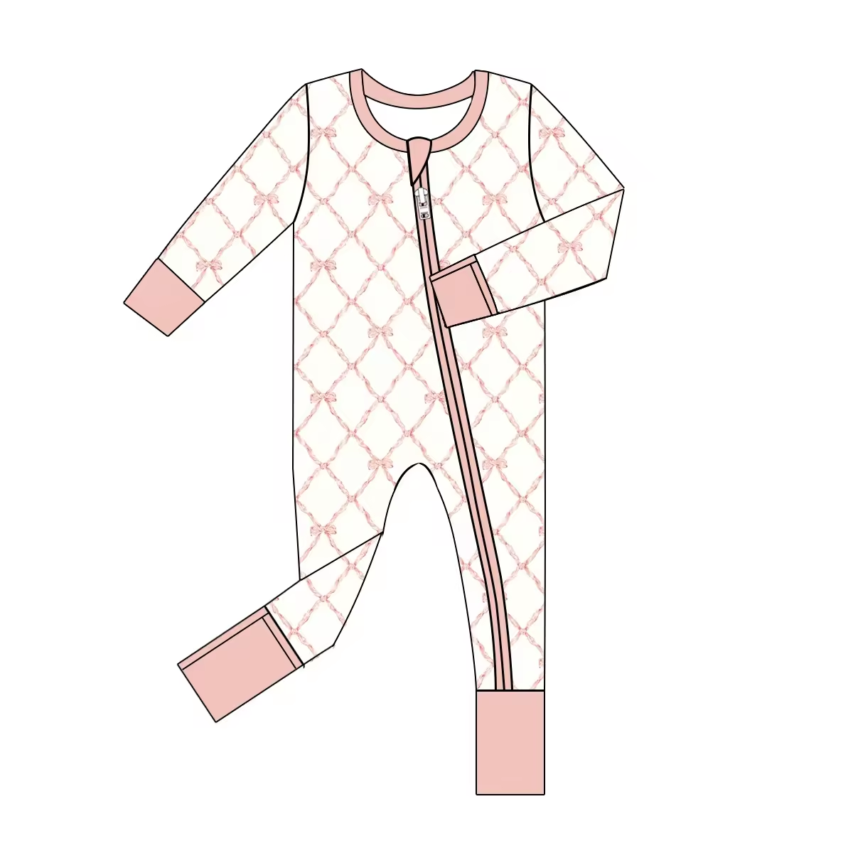 Custom moq 3 eta 6-8 weeks Long light pink bow diamond plaid romper