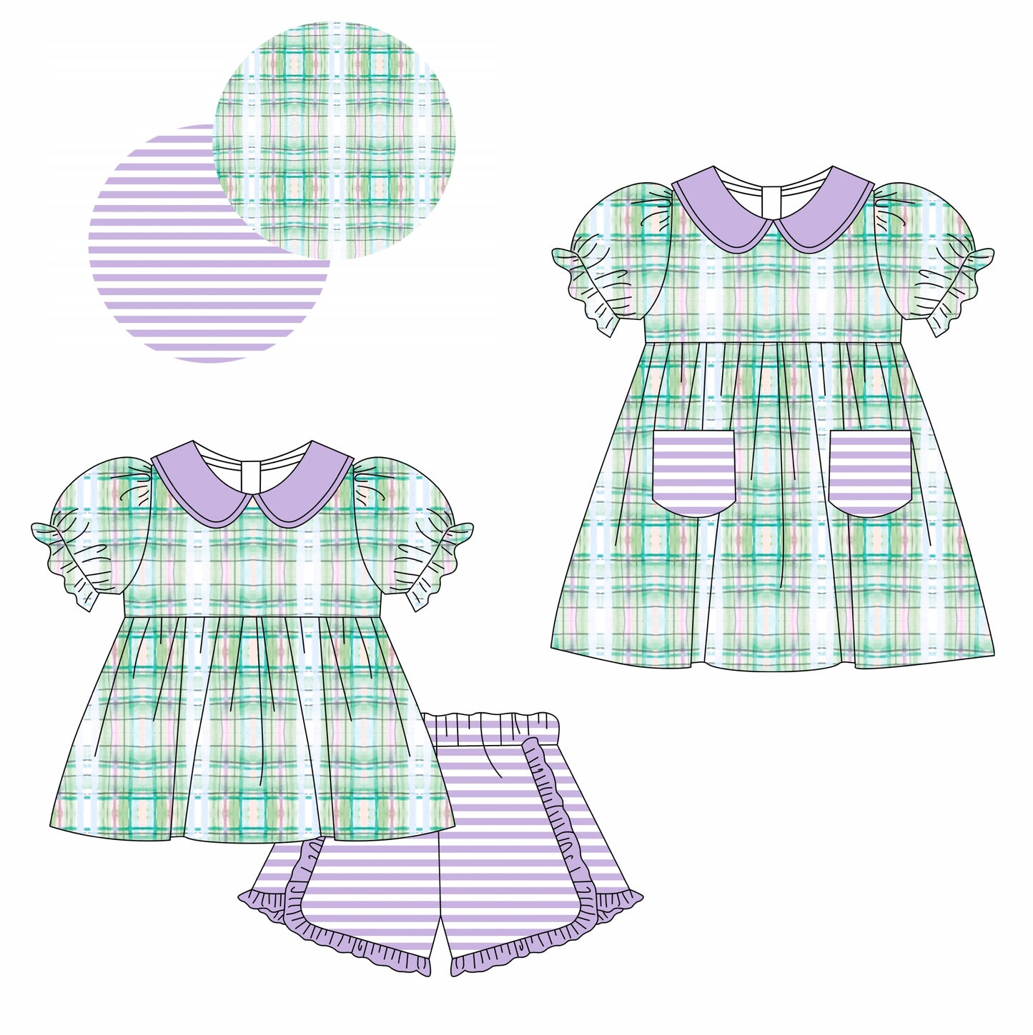 11.13 custom each style moq 5eta 4-6week Sibling Sister baby girl short sleeve shorts sets and dresses match design