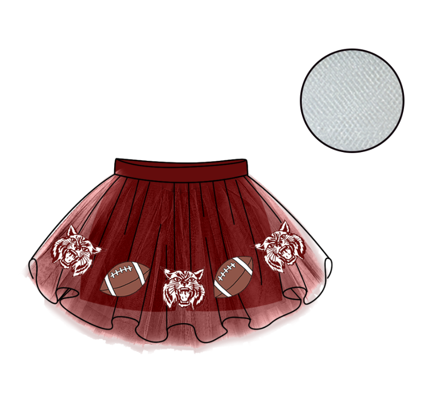 Custom moq 5 mix size milk silk summer teams Baby Girl's Dark Red Mesh Skirt Summer Outfit Team Clothing