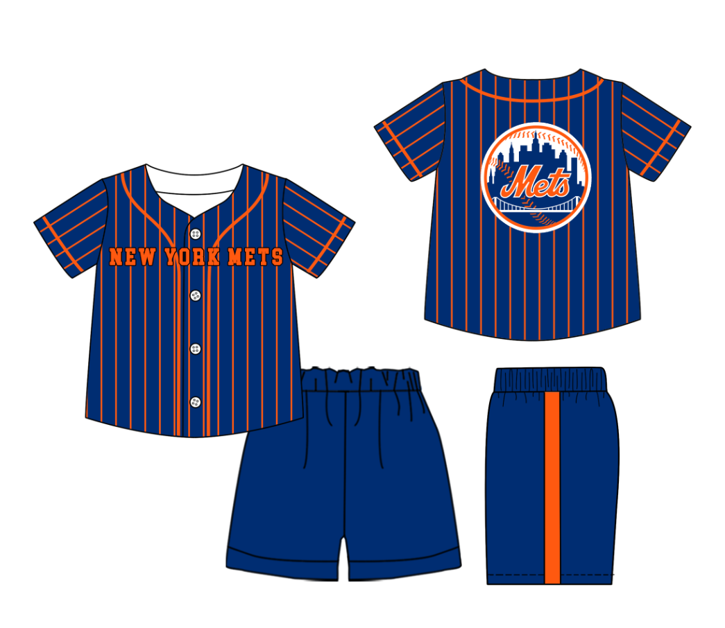 Custom moq 3 or 5 mix size milk silk summer teams baby boy clothes navy blue short sleeve shorts sets-26.1.20