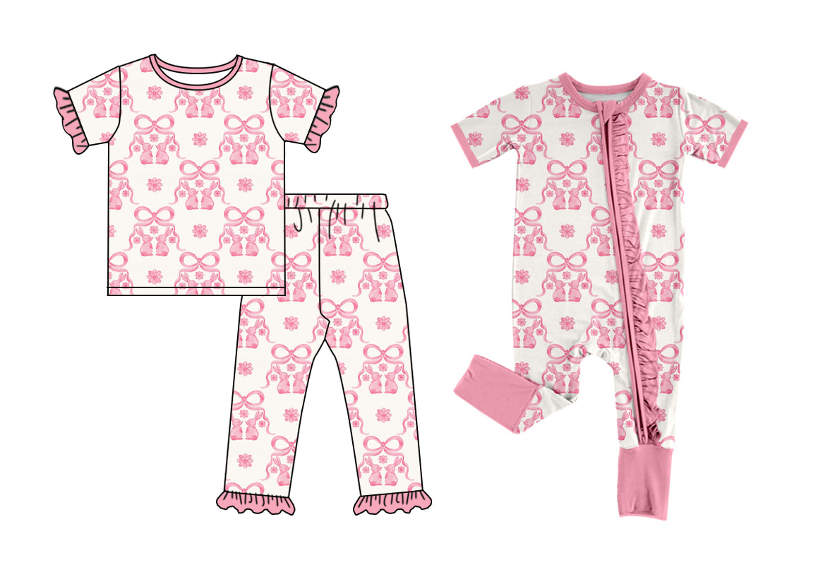 12.7 custom each style moq 5eta 4-6week Sibling Sister easter bow baby girls short sleeve sets and rompers match design