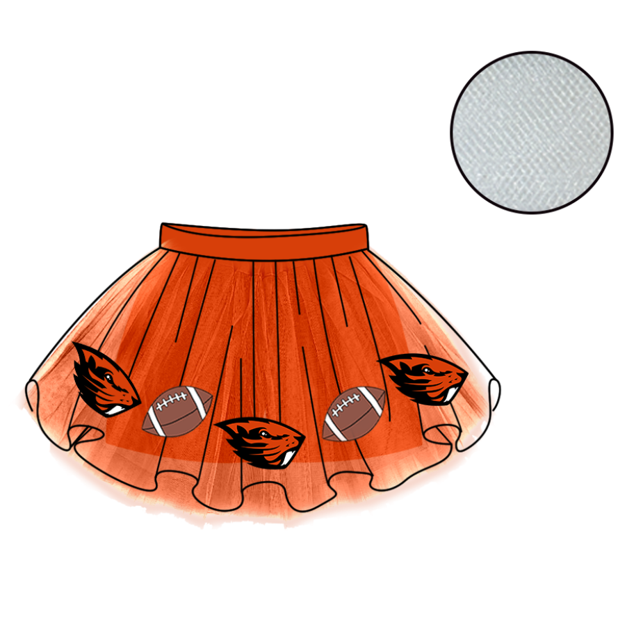 Custom moq 5 mix size milk silk summer teams Baby Girl's Orange Mesh Skirt Summer Team Outfit