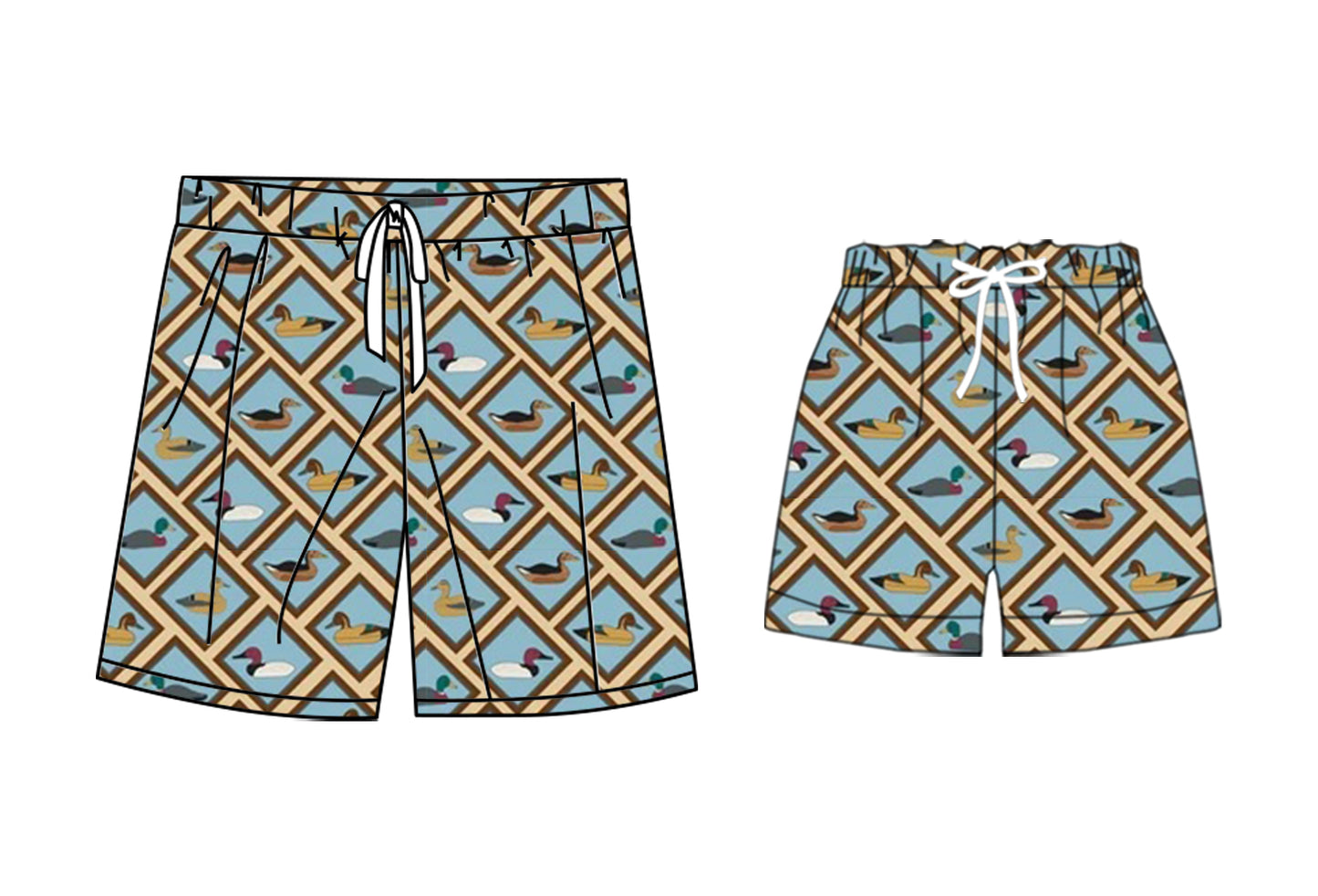 25.10.30 custom each style moq 5 eta 6-8 week Sibling Sister duck baby kids clothes summer shorts and adult shorts match design
