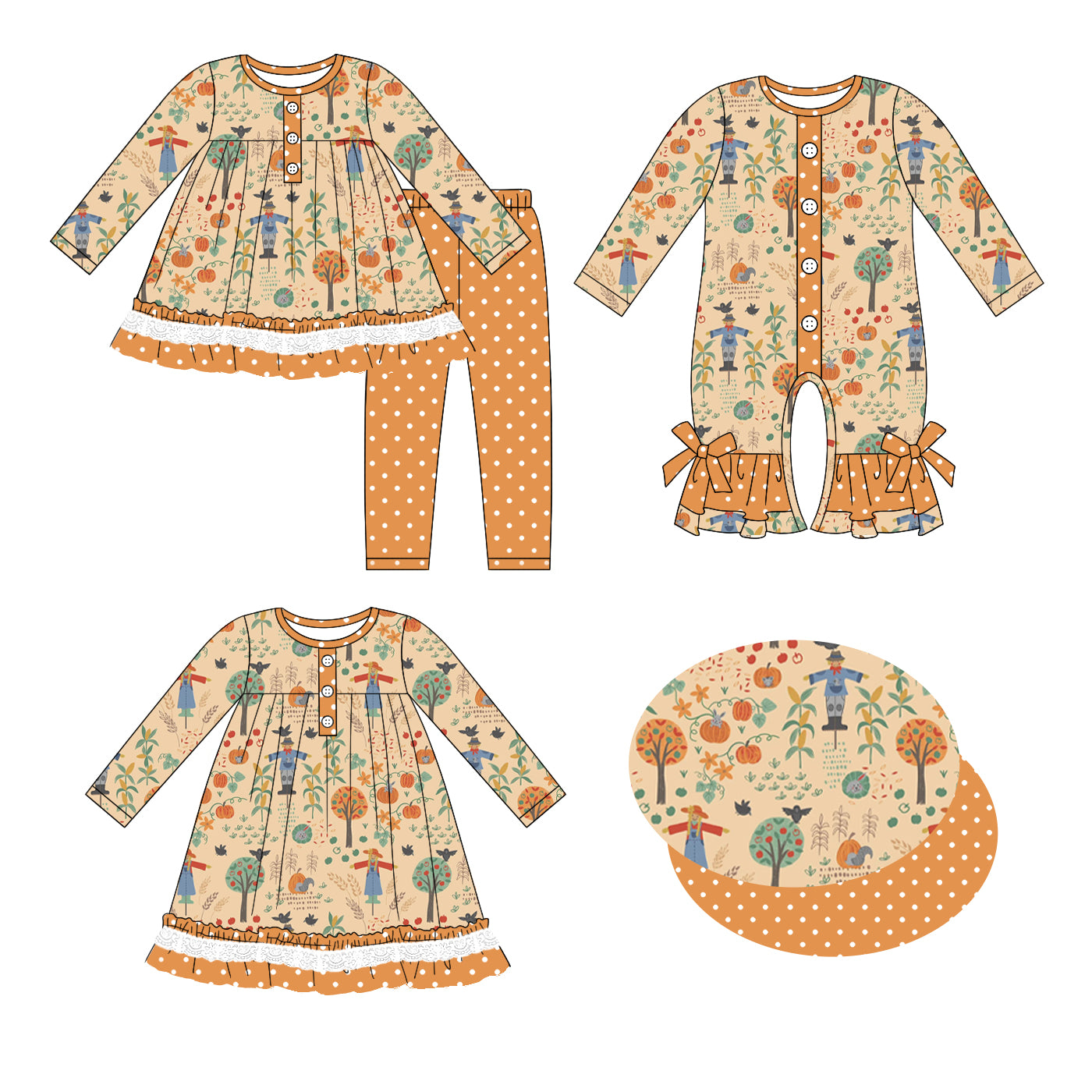 25.7.15 custom each style moq 5eta 4-6week Sibling Sisters halloween baby girl long sleeve pants sets and dress and rompers match family design