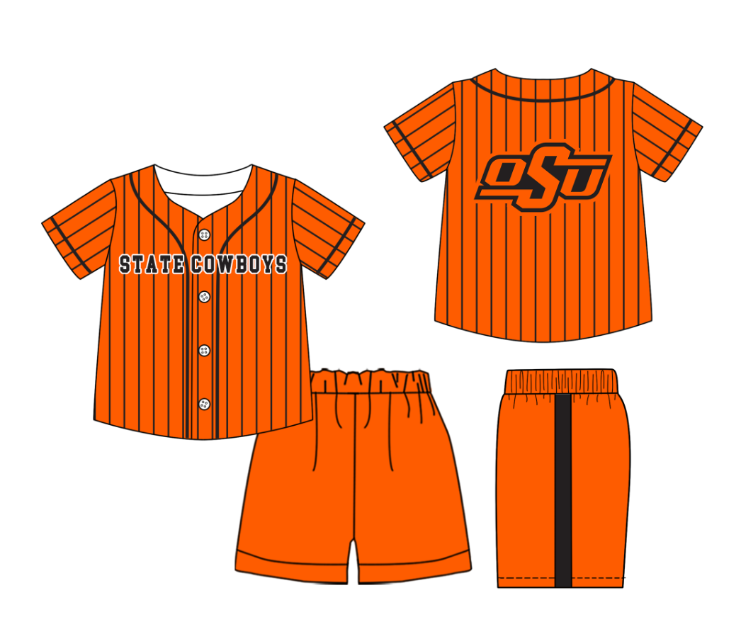 Custom moq 3 or 5 mix size milk silk summer teams baby boy clothes orange short sleeve shorts sets-26.1.20