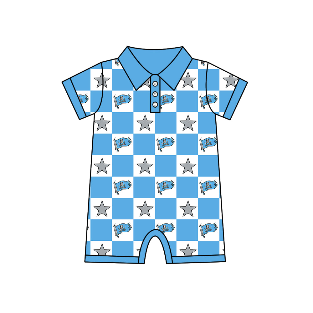Custom moq 5 mix size milk silk summer teams Baby Girl Blue Sleeveless Top Skirts Set Dress And Shorts Yoga Checked Outfit Boy's Checked Short-Sleeved Polo Shirt And Romper
