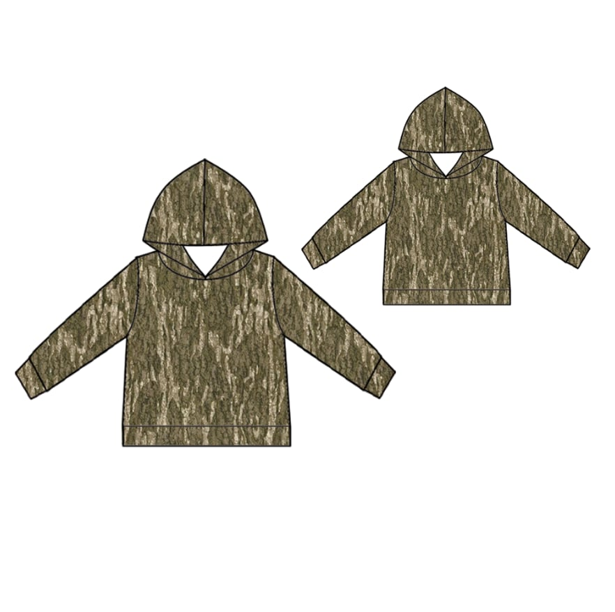 Custom moq 5 each style eta 6-7weeks baby boy clothes camouflage hooded long sleeve tops and adult top-25.7.22