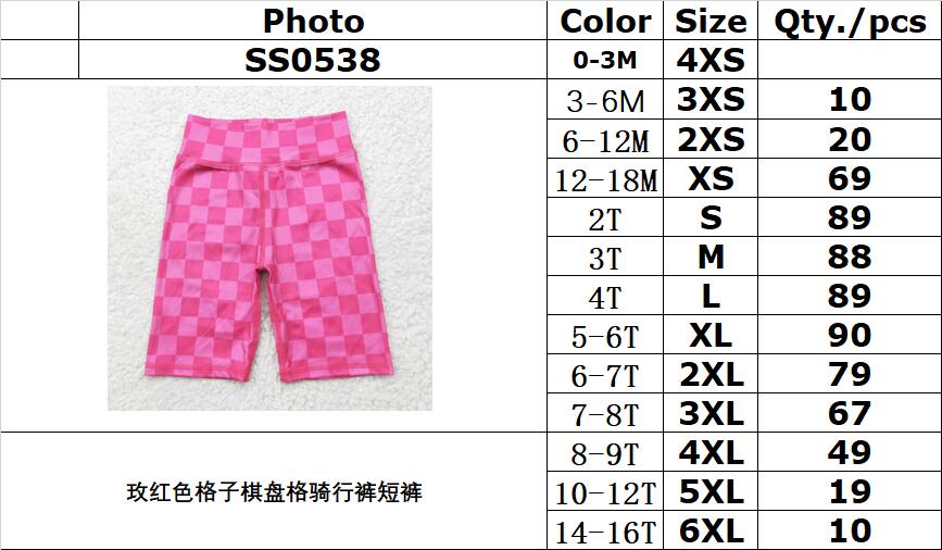 RTS NO MOQ SS0538 Rose red checkered cycling shorts