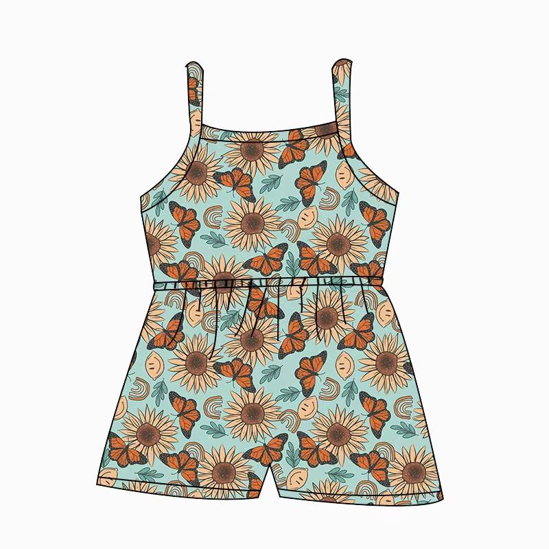 Custom moq 5 mix size milk silk summer baby girl clothes butterfly suspender jumpsuit-25.8.9