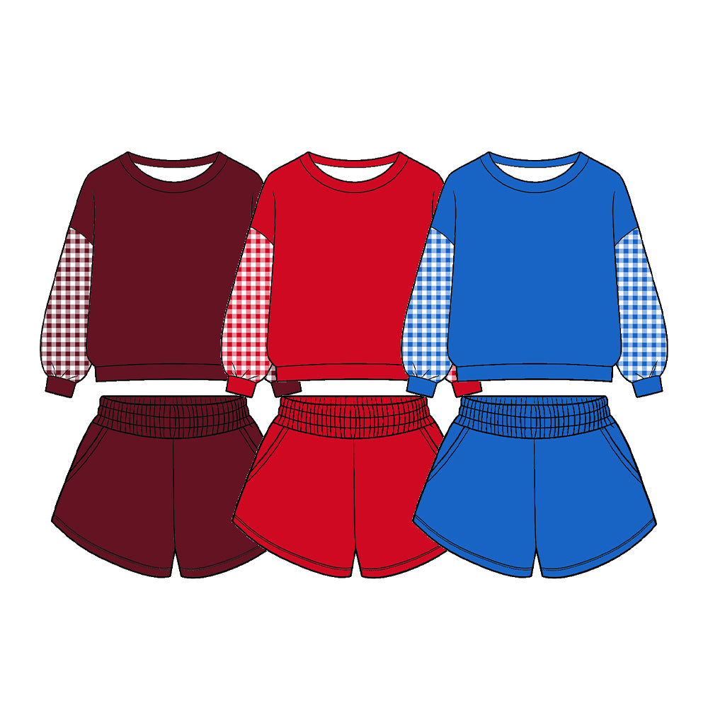 pre order no moq CGSLG02 cotton fabric long sleeve sets clothes