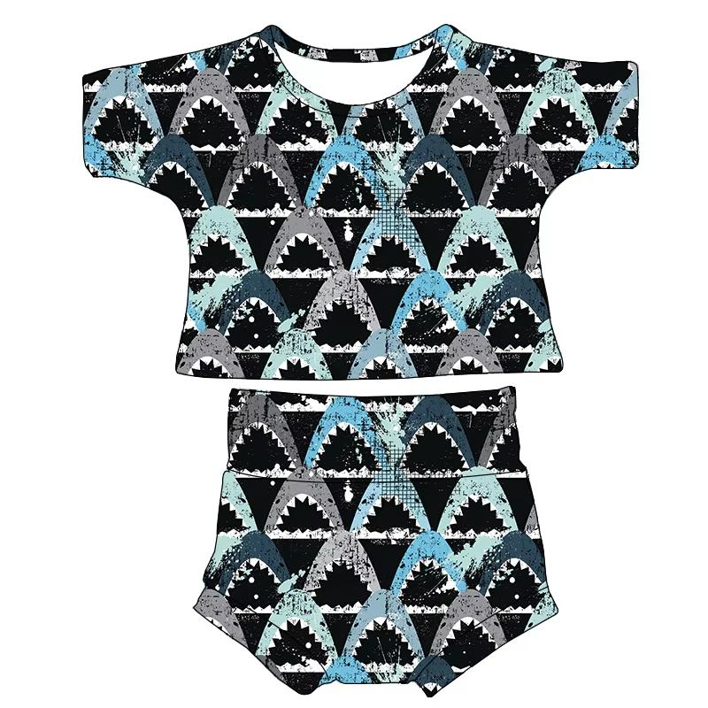 Custom moq 5 each style eta 6-7weeks baby girl clothes short sleeve briefs set 6-25.7.28