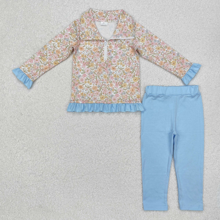 RTS NO MOQ Sibling baby girl boys clothes duck floral long sleeve pants Sets