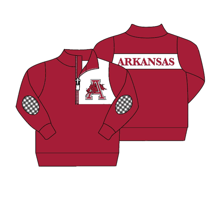 Deadline August 29custom no moq eta 6-8weeks red boys Long Sleeve Zip-Up Sweatshirt