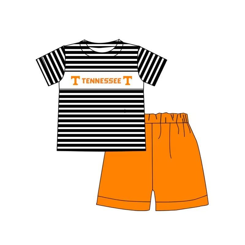 custom moq 3 Summer team T boys orange top shorts suit