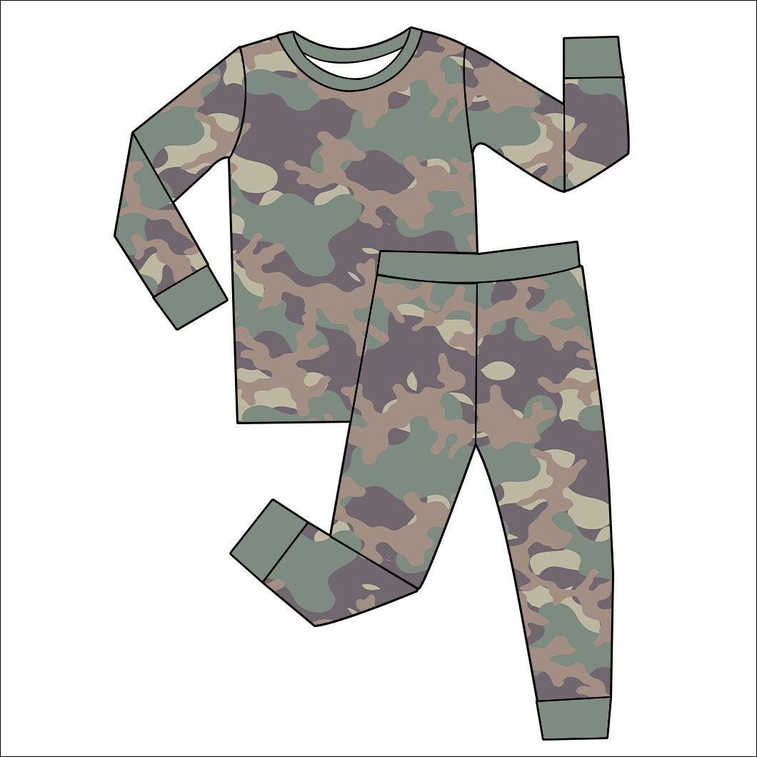 Custom moq 5 each style eta 6-7weeks baby boy clothes camouflage long sleeve pants sets -25.8.9