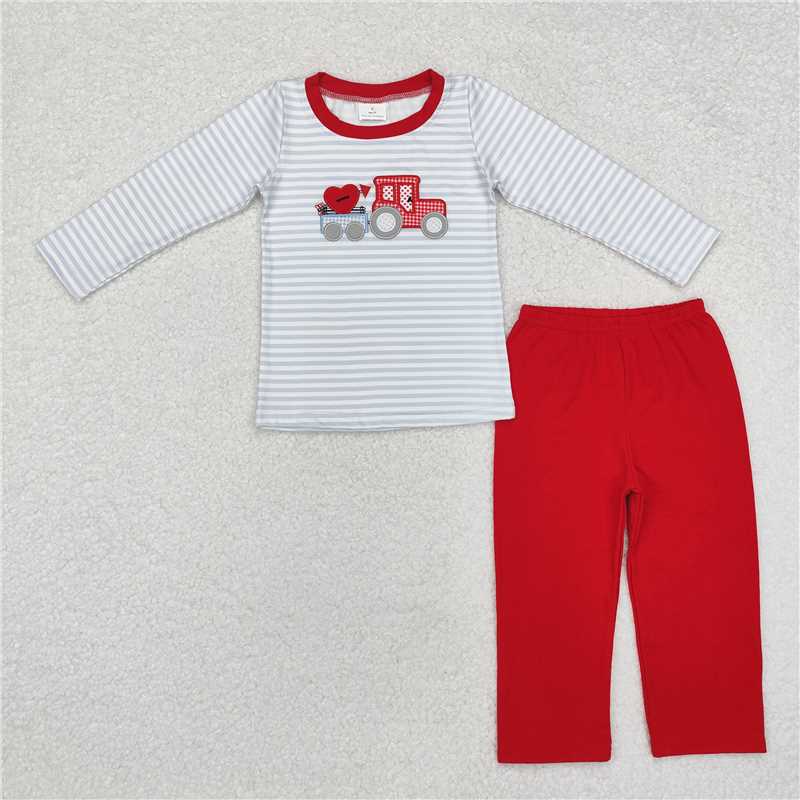 RTS NO MOQ(In Stock) BLP0932 Baby Boys embroidery Pocket Top Pants Outfits Sets