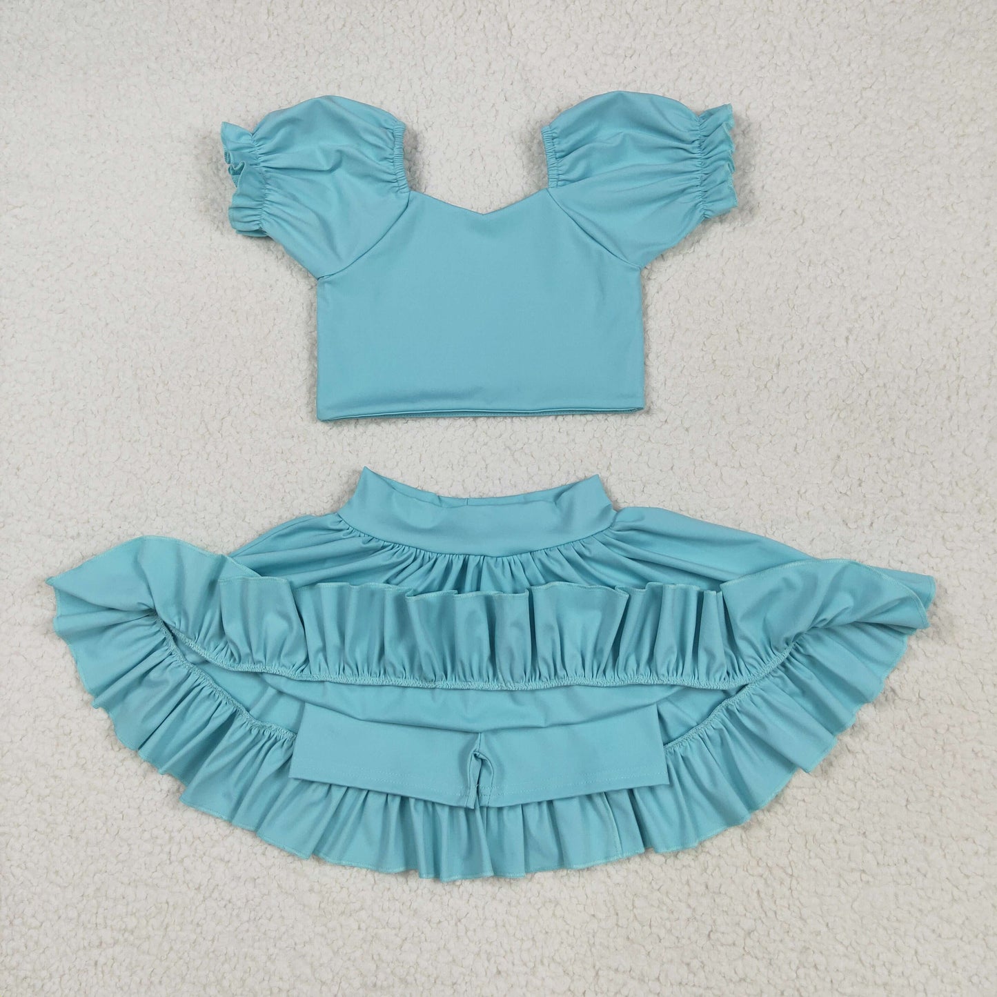 RTS NO MOQ Girls clothes yoga short sleeve Clothes Sets dress