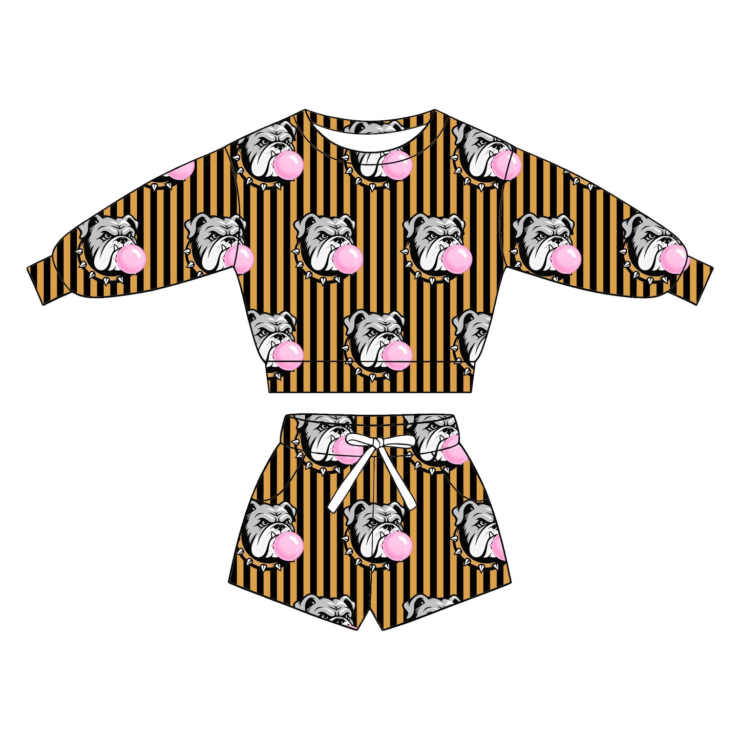 custom moq 5 mix size XY071707 Baby Kids Stripe Long Sleeve Top Drawstring Shorts Clothes Set