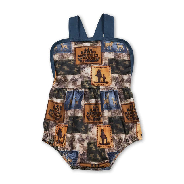 RTS NO MOQ Sibling Baby Boys Shirt Top Deer Camo Checked Pockets Shorts Hunting Clothes Sets