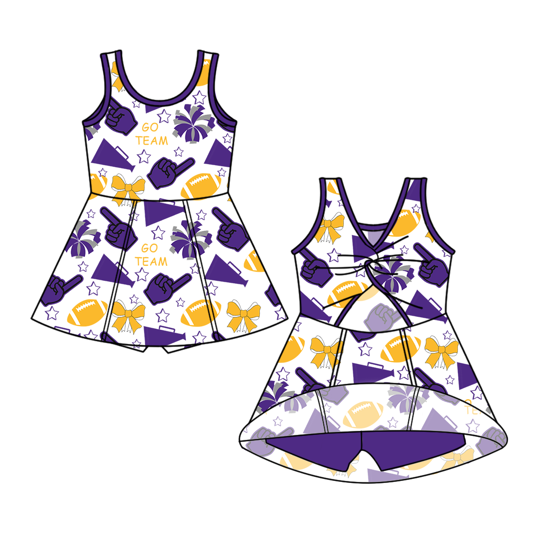Custom moq 5 mix sizes summer teams baby girls clothes team purple short sleeve skirts shorts sets and dress-25.6.7