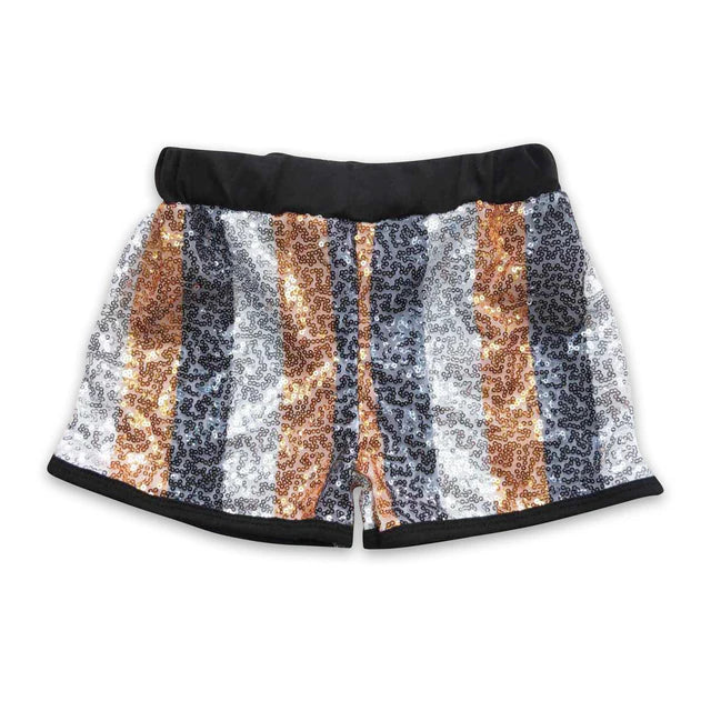 RTS NO MOQ(In Stock)Baby Girls Purple White Gold Sequin Shorts