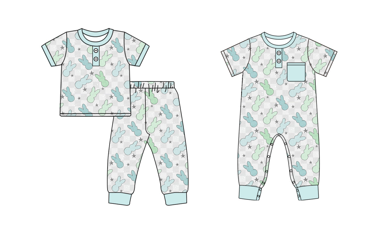 25.10.2 custom each style moq 8 eta 6-8week Sibling Sisters bunny baby boy clothes short sleeve pants sets and romper match family design
