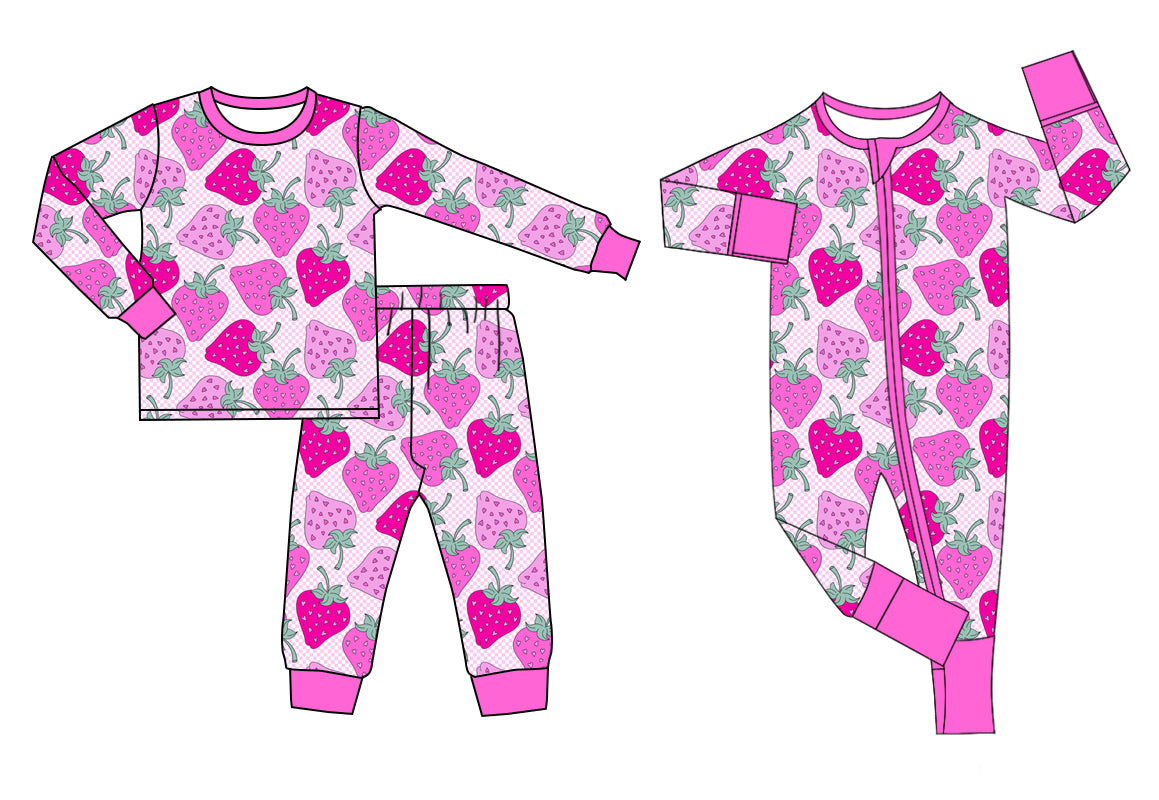 11.1 custom each style moq 5eta 4-6week Sibling strawberry baby girl sets and rompers match family design
