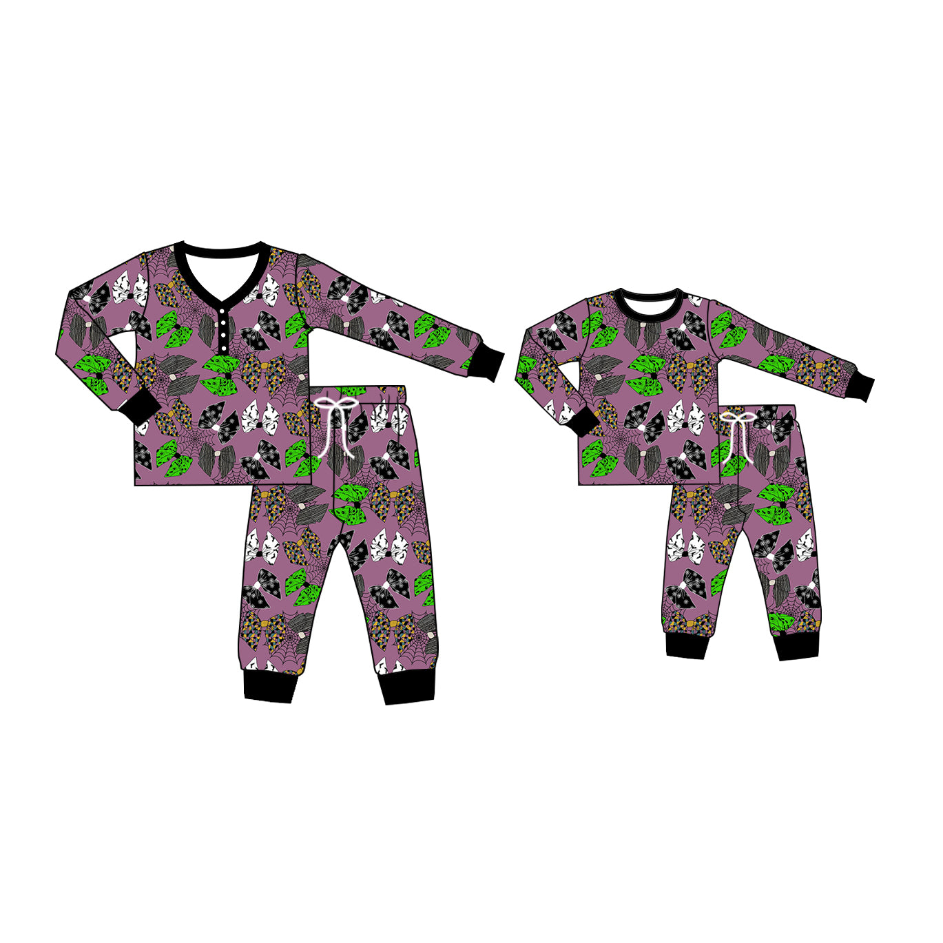 25.5.13 custom each style moq 5eta 4-6week Sibling Sister bow long sleeve pants sets and adult sets match design
