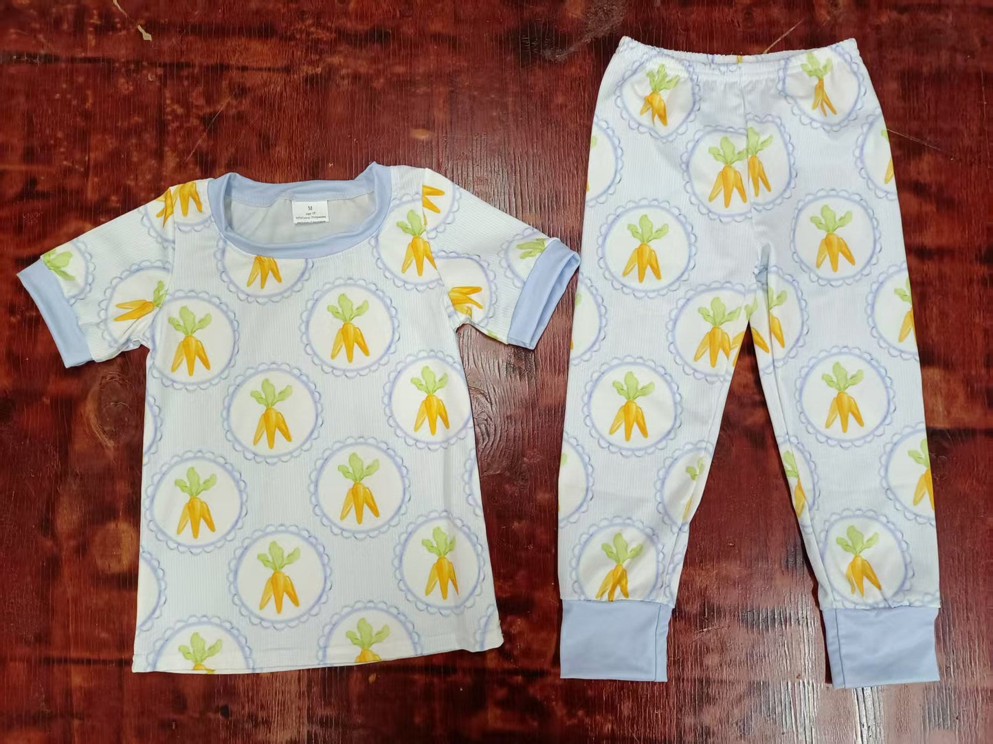 Custom moq 3 eta 6-7weeks baby girl clothes easter carrot short sleeve Pants Suit