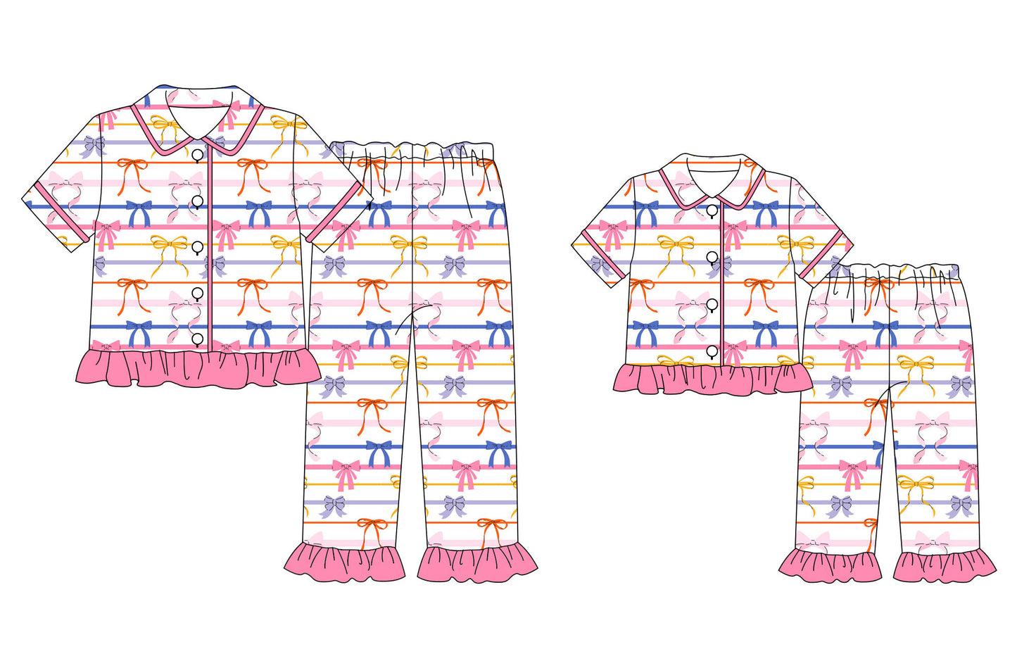 25.9.17 custom each style moq 5eta 4-6week Sibling Sister bow baby short sleeve pants sets and adult sets match design