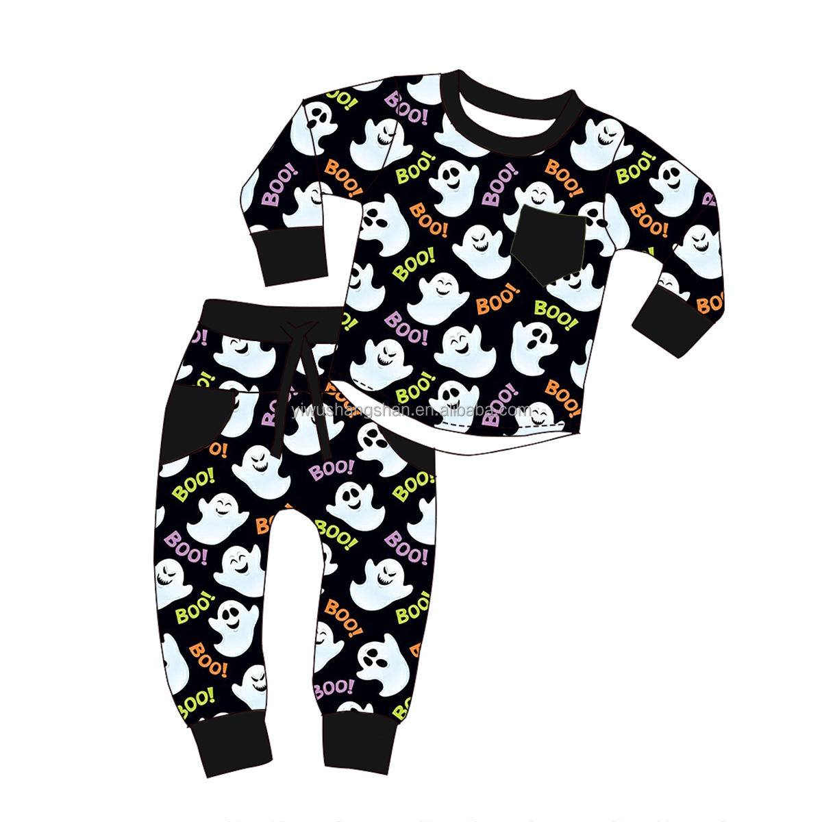 Custom moq 5 mix size milk silk summer teams baby boy clothes halloween long sleeve pants sets-25.8.7