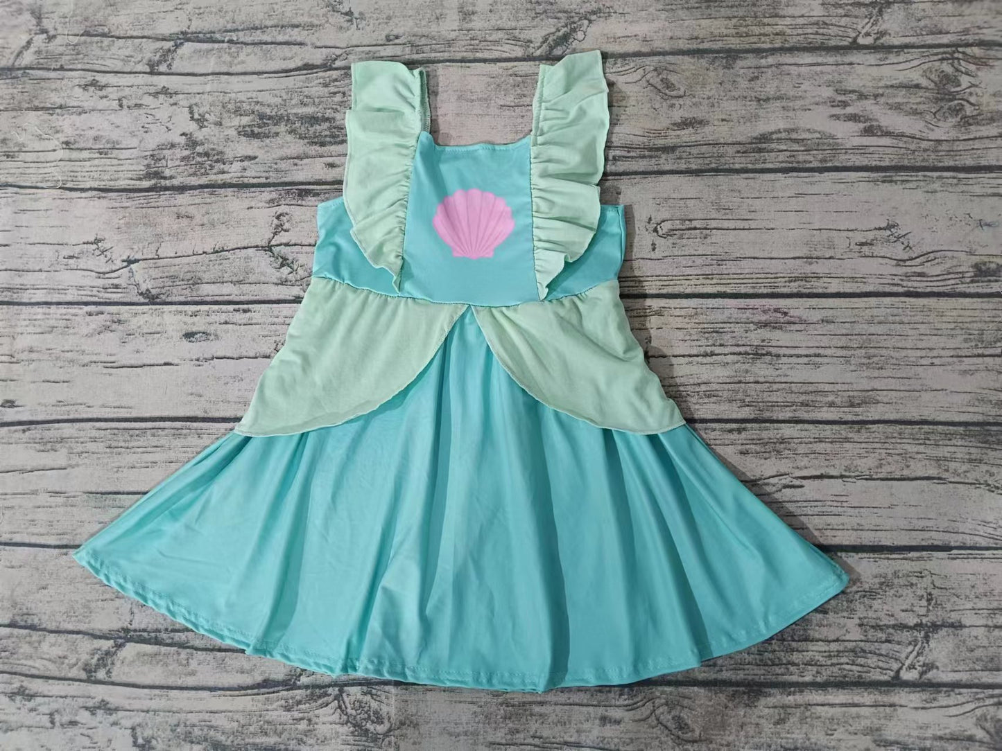 custom moq 5 eta 5weeks summer baby girls clothes teal flying sleeve skirt dress