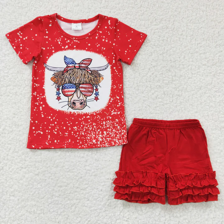 RTS NO MOQ baby girls Clothes short sleeve shorts Sets