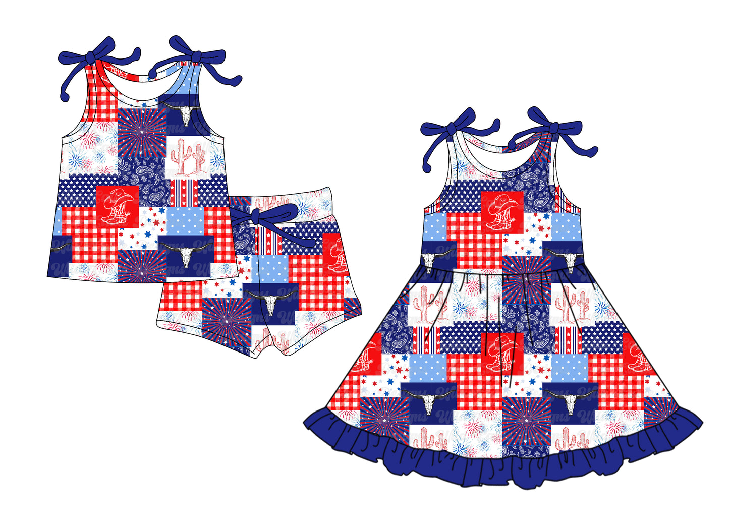 4.4 custom each style moq 5eta 4-6week Sibling Sister boots catcus baby girl short sleeve shorts sets and dresses match design