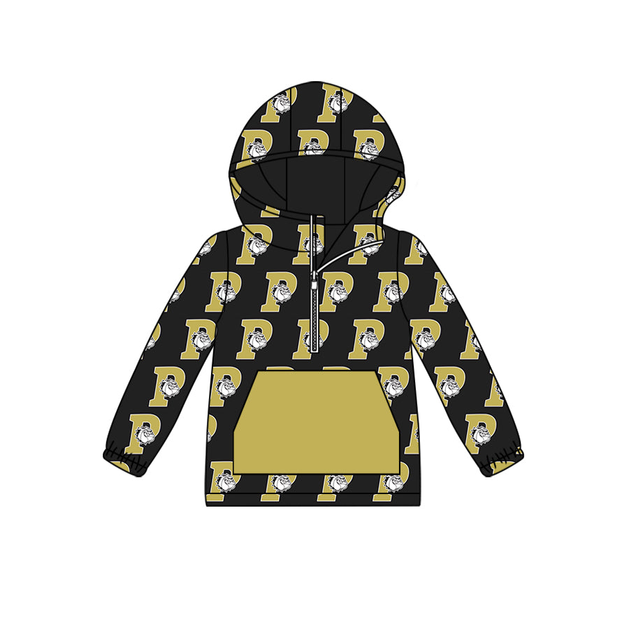 custom moq 5 tat about 6-8weekGold and Black Zip Hood Pocket Pullover Zip Hood Pocket Pullover