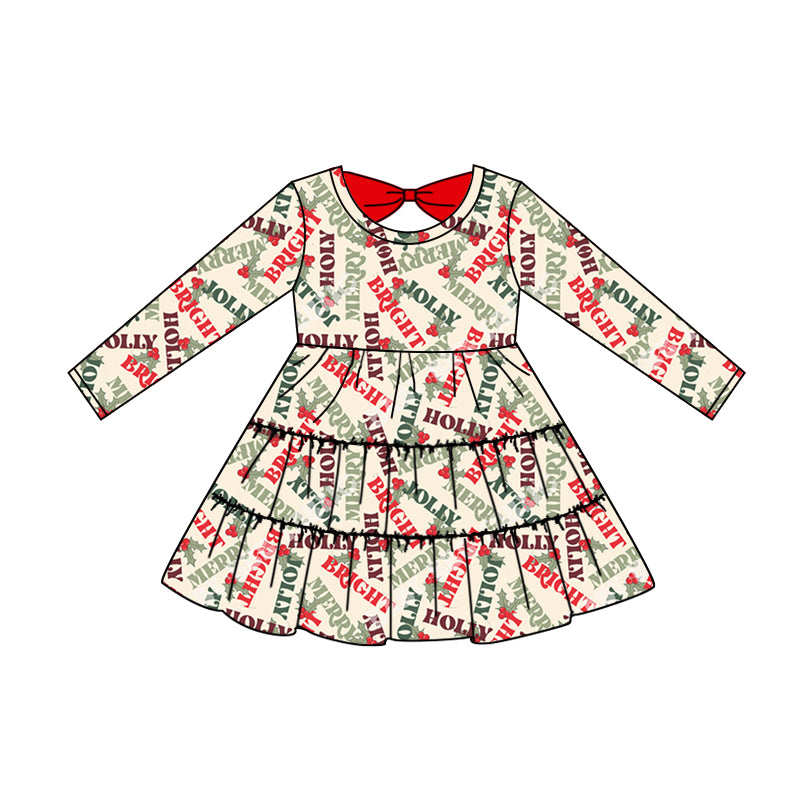7.4 custom each style moq 5eta 4-6week baby girls clothes Christmas long sleeve dress