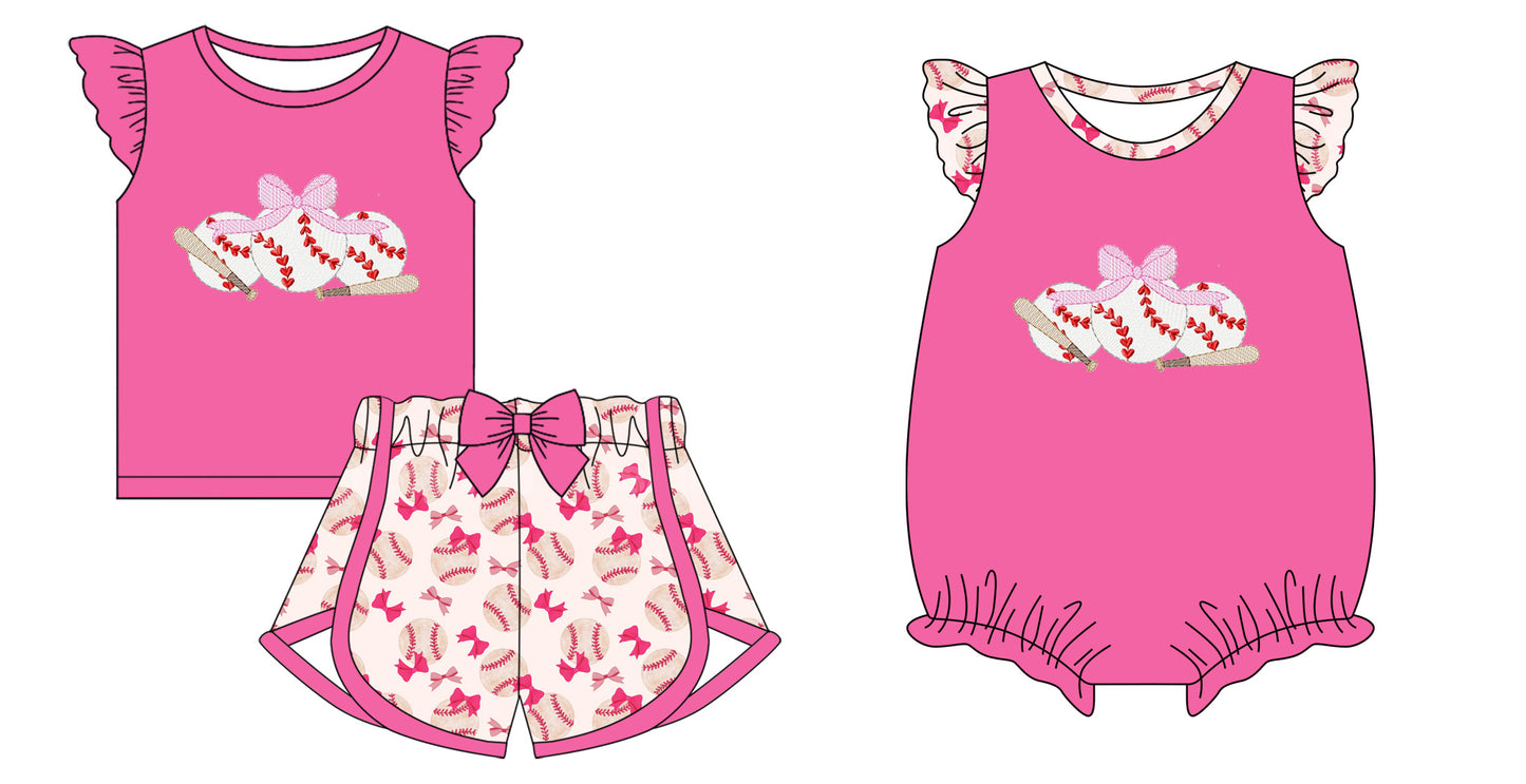 11.28 custom each style moq 5eta 4-6week Sibling Sister bow baseball baby boy short sleeve shorts sets and rompers match design