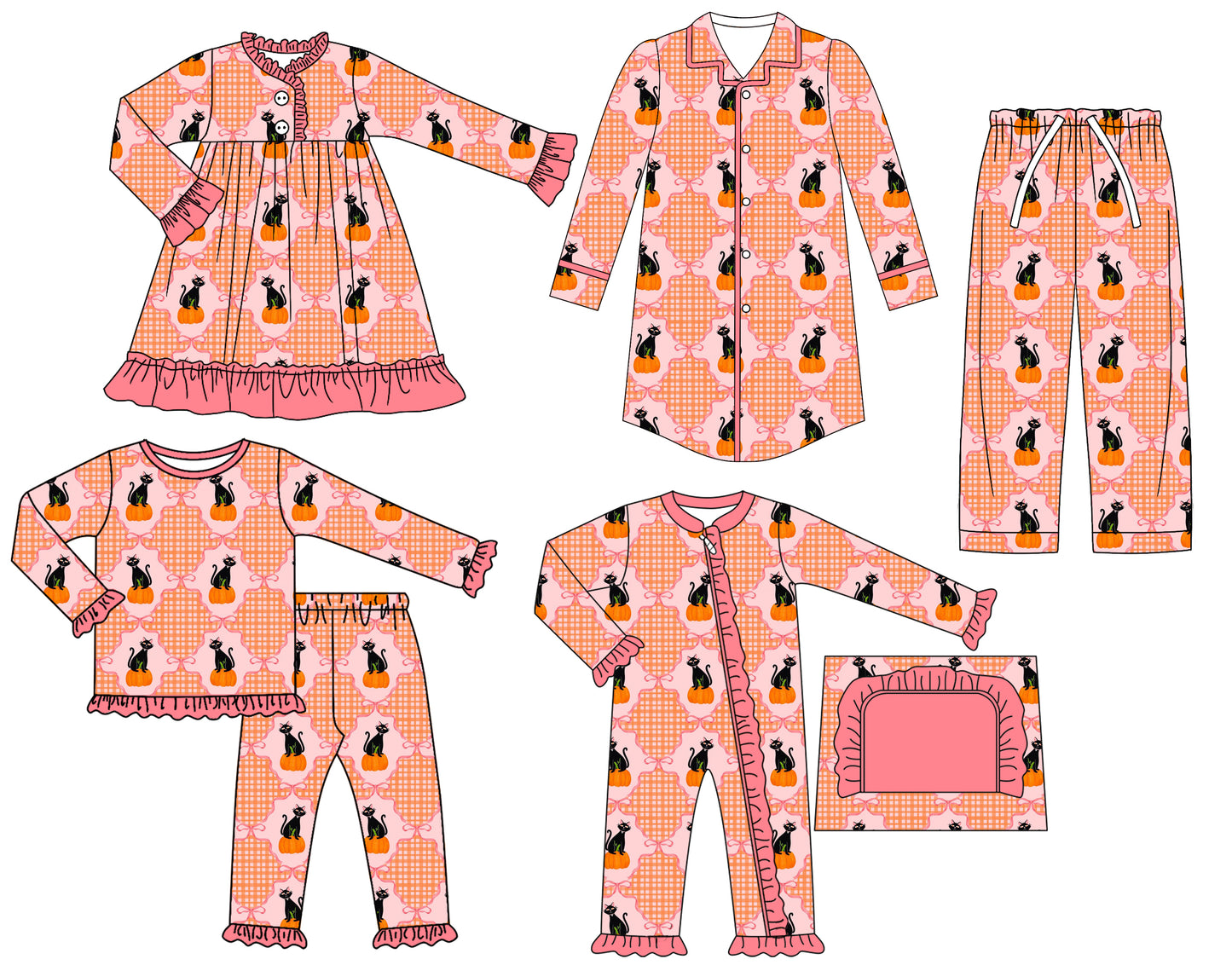 25.6.21 custom each style moq 5eta 4-6week Sibling Sisters pumpkin baby girl long sleeve pants sets and adult top and adult pants and romper and dress match family design
