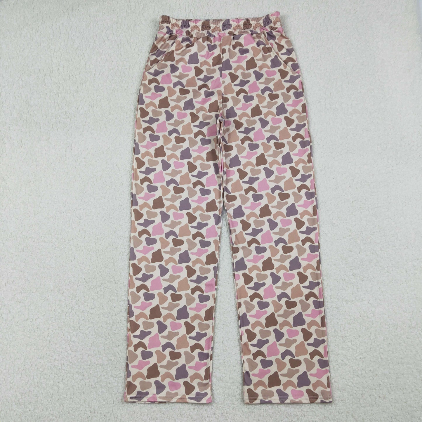 RTS NO MOQ(In Stock) P1001 Adult Women's Pocket Pink-Brown Camouflage Pants