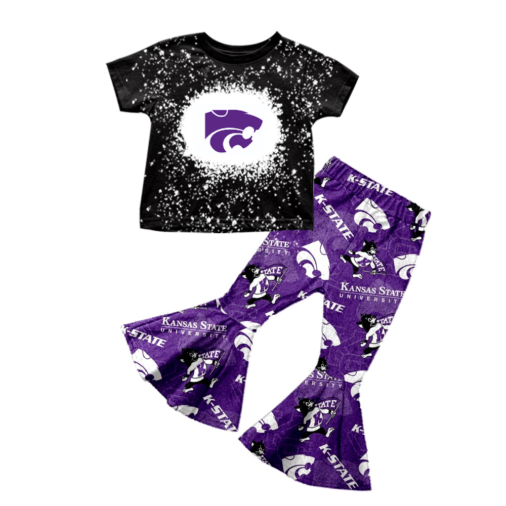 baby girl clothes team black top purple pants toddler girl summer outfit