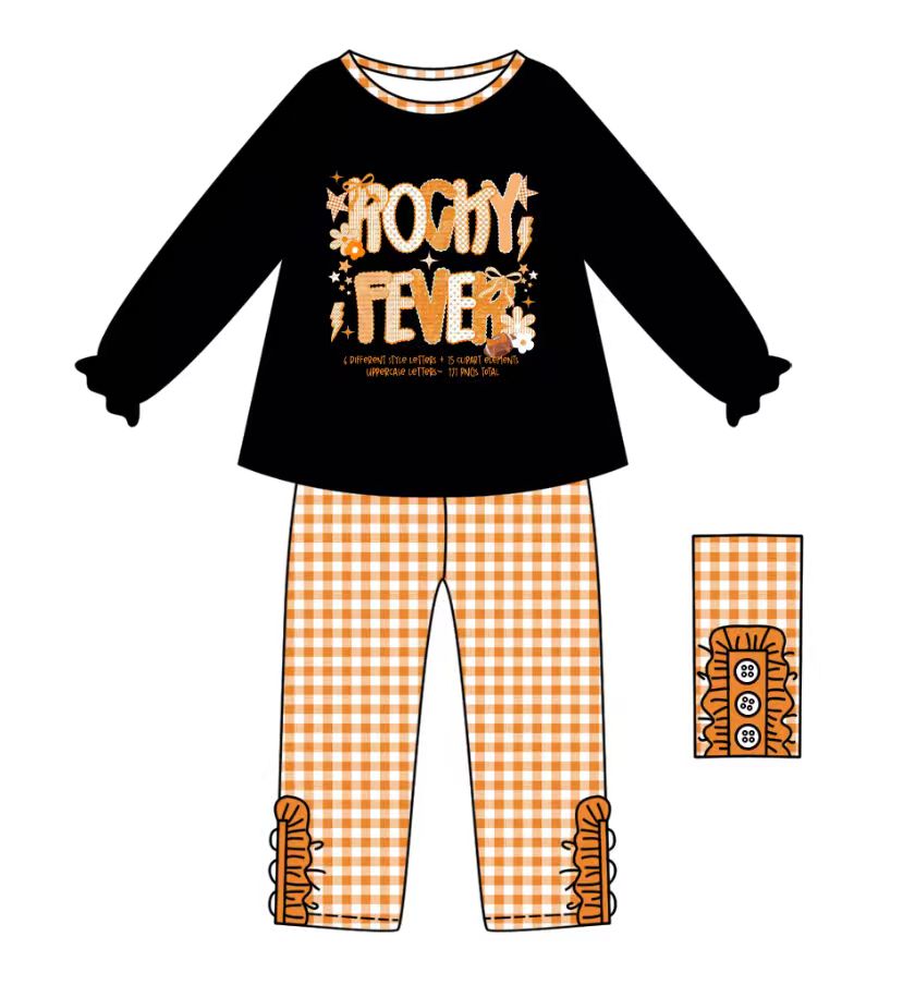 Custom moq 5 mix size eta 6-8weeks baby girl clothes black long sleeve pants set -25.9.11