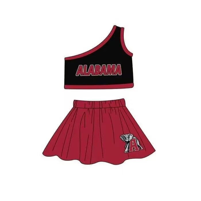 Custom MOQ 3 MIX SIZE ETA 6-7weeks team baby girls clothes black and red sleeveless dress