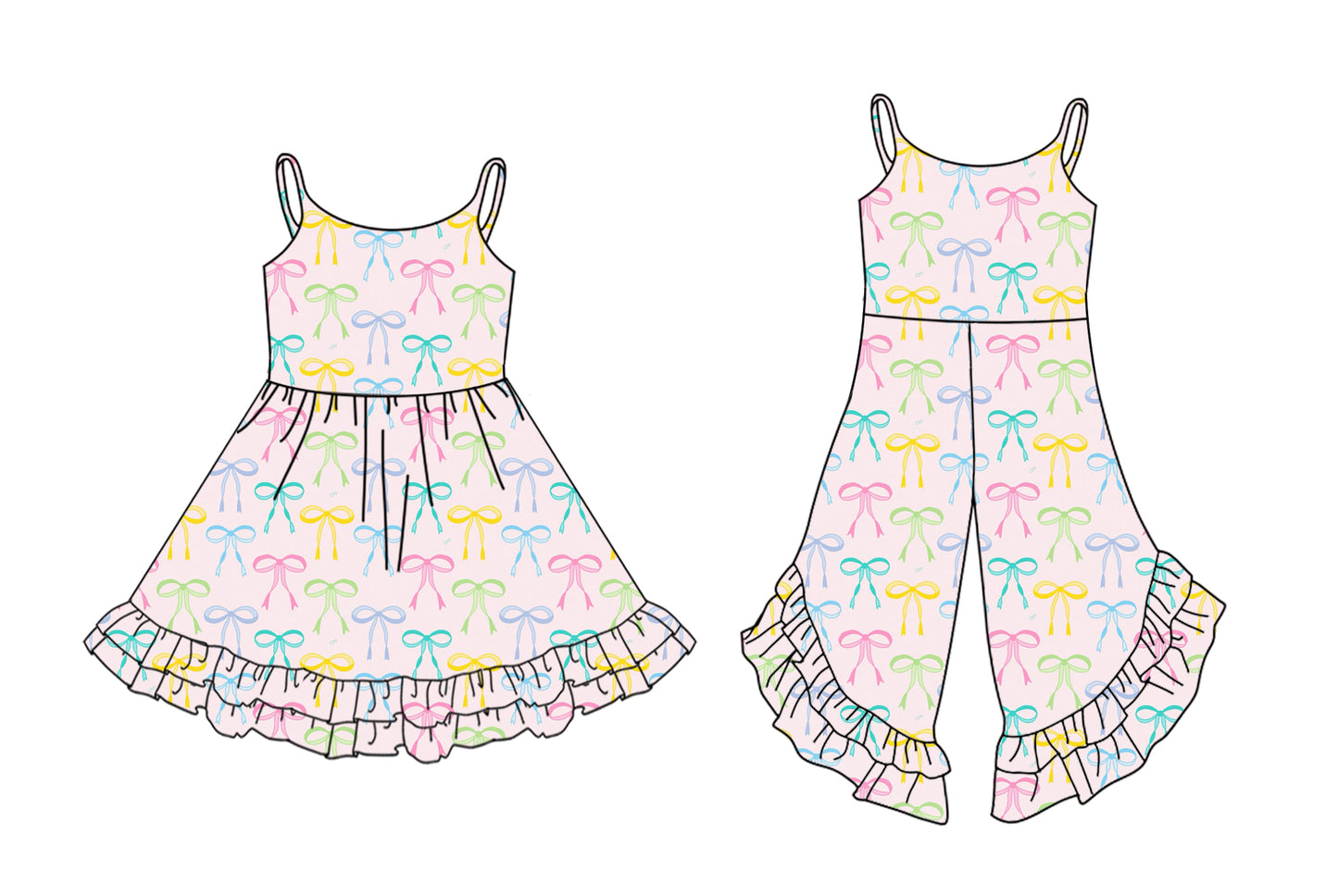 2.26 custom each style moq 5eta 4-6week Sibling Sister bow baby girl dress and jumpsuit match family design