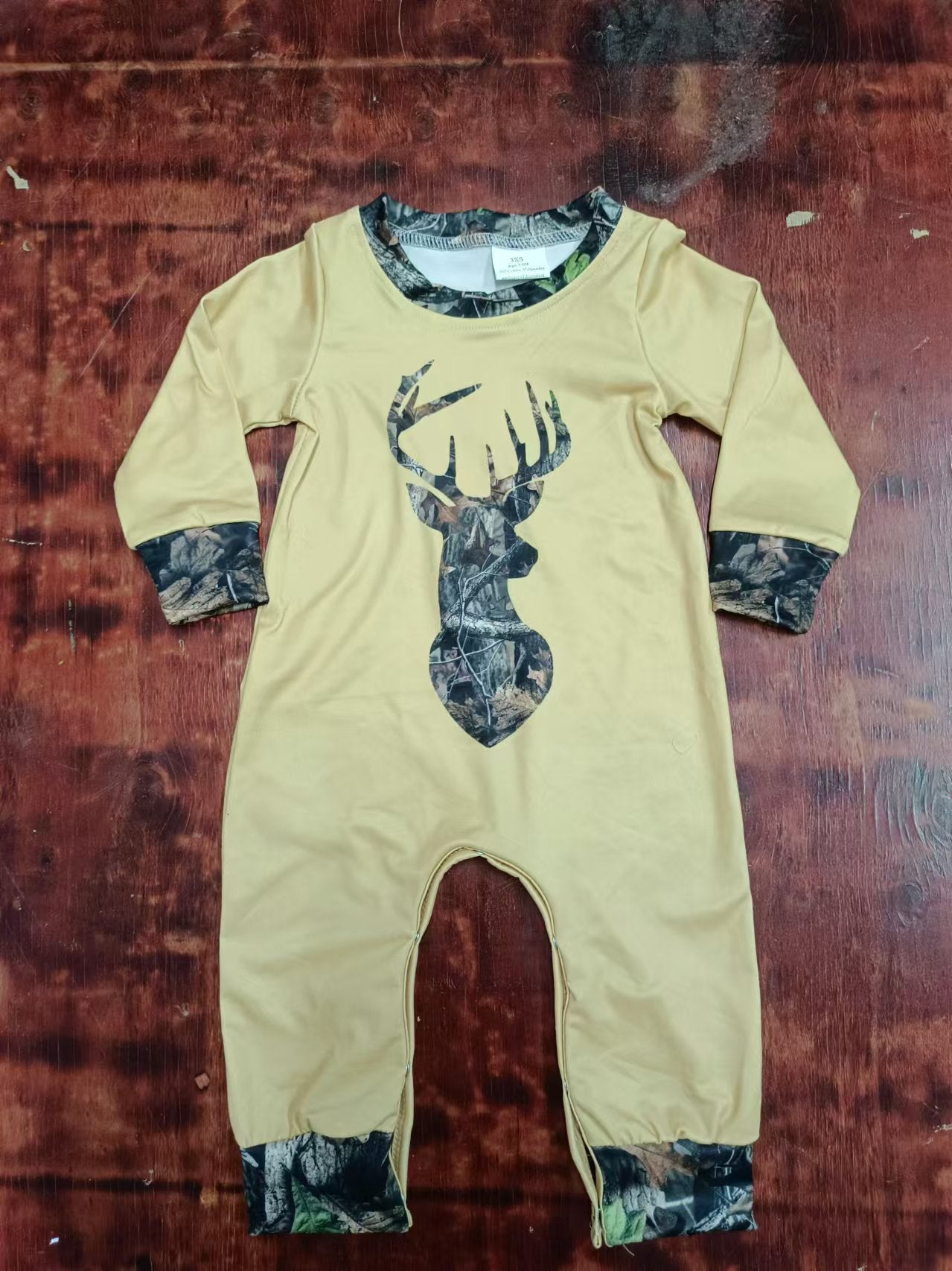 Custom moq 3 eta 6-7weeks Camouflage elk yellow long romper
