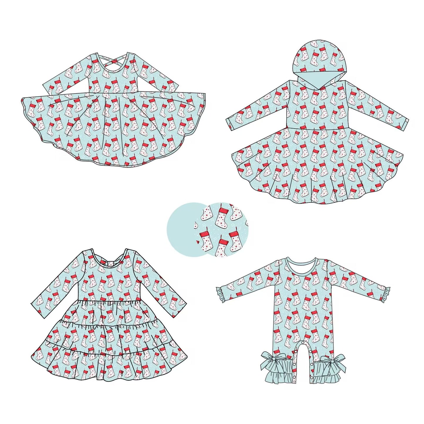 Custom moq 5 each style eta 6-7weeks baby girl clothes Christmas long sleeve dress 3 and romper-25.8.29