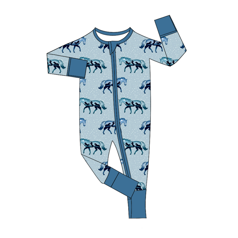 Custom moq 5 each style eta 6-7weeks baby boy clothes horse long sleeve pants sets and romper -25.7.29